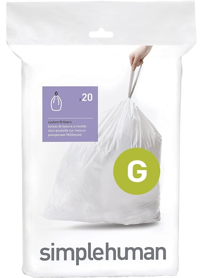 simplehuman CW0166 code G Custom Fit Bin Liners, White Plastic (Pack of 20 Liners) - Image 1